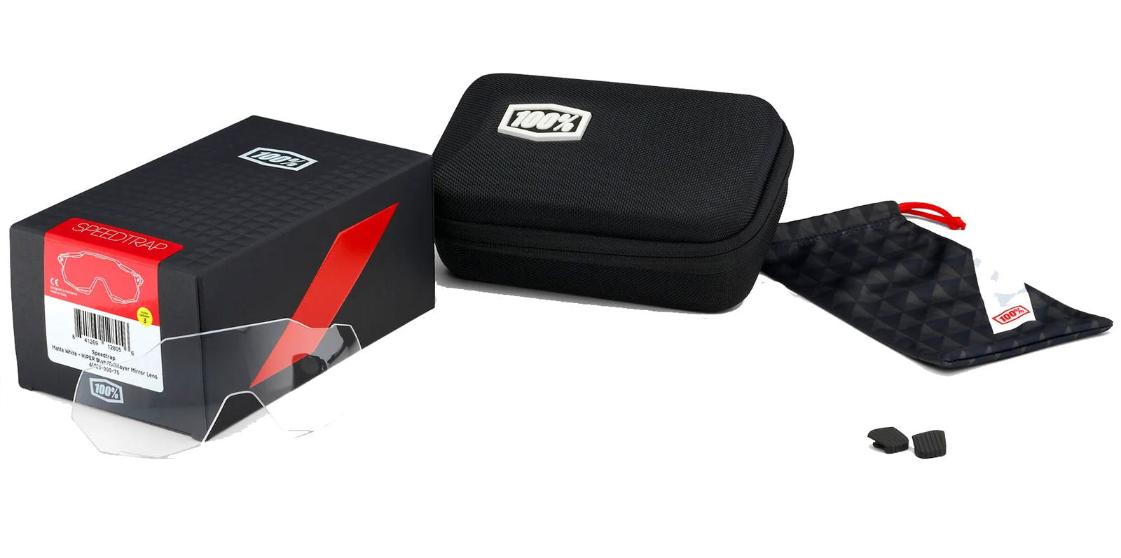 100% Racetrap 3.0 Gloss Black Shield Wrap w/ Bonus Lens - Eyedictive