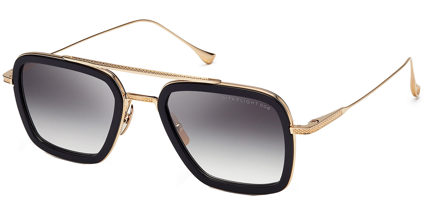DITA Flight .006 Matte Black 14k Gold Titanium Square Aviator