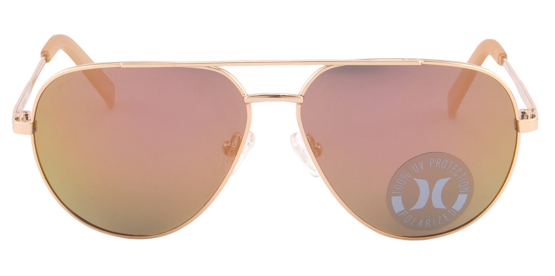 Hurley Polarized Classic Aviator Sunglasses w/ Slim Temples