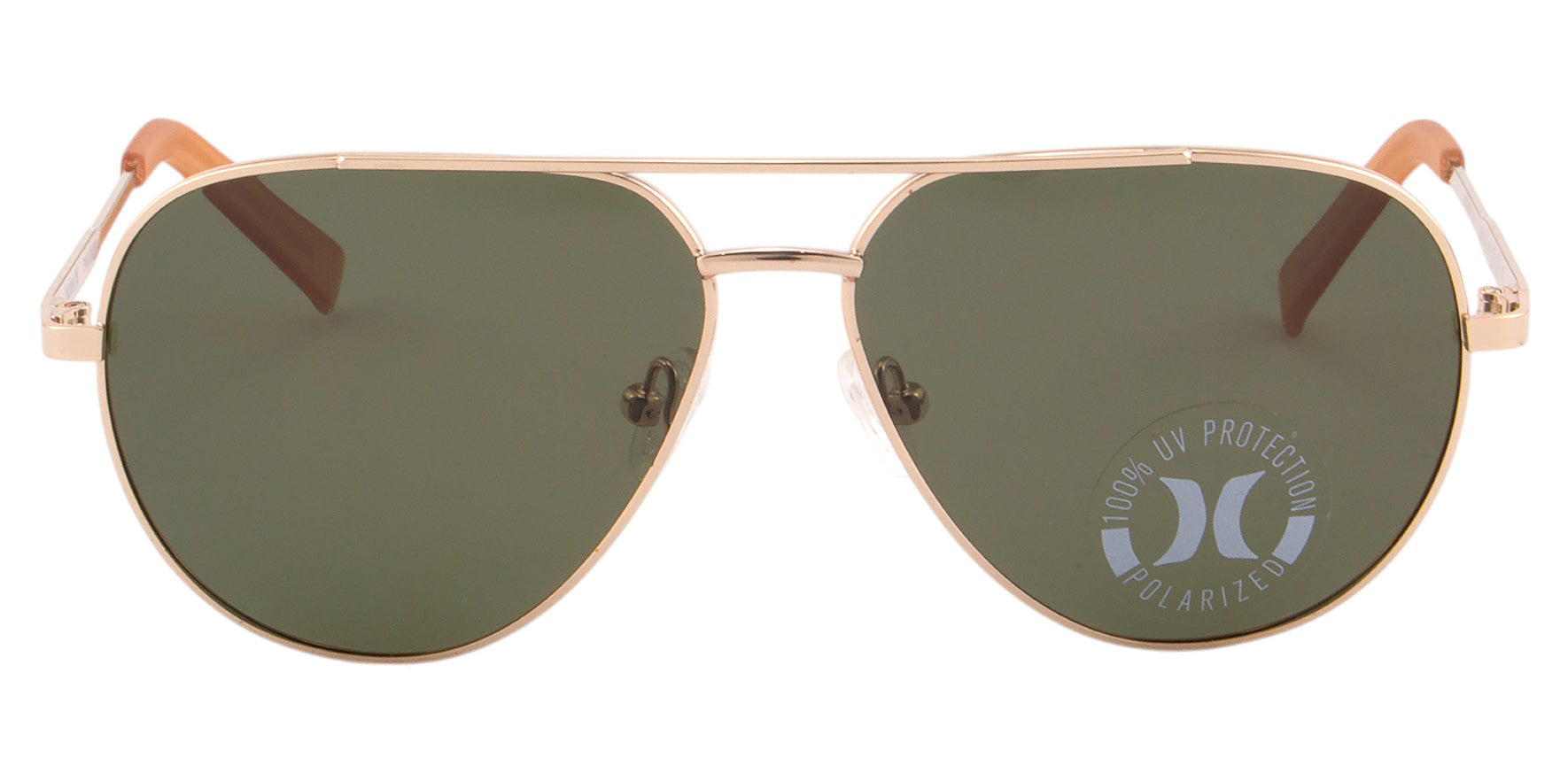 Hurley Polarized Classic Aviator Sunglasses w/ Slim Temples