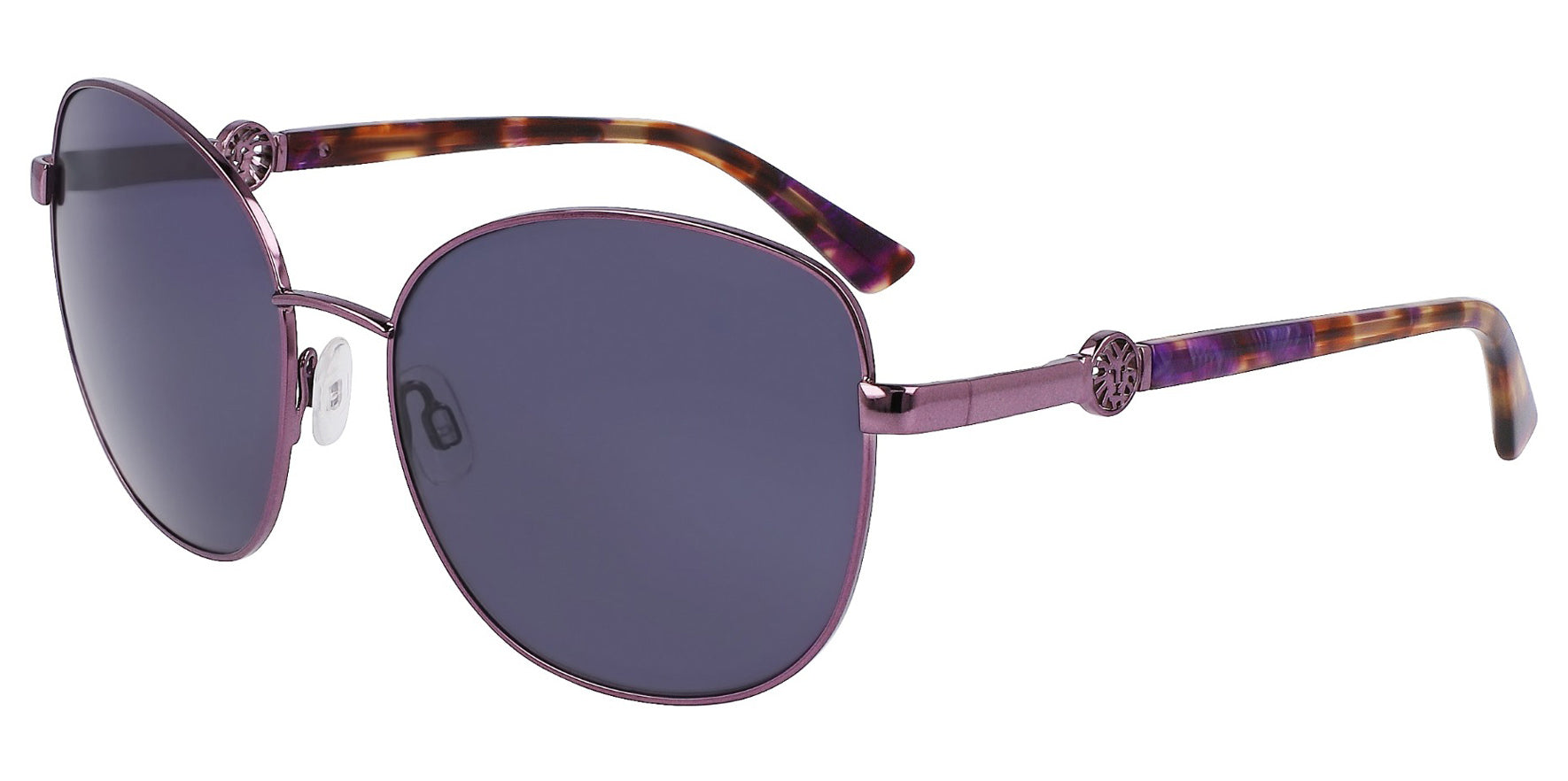 Anne Klein Shiny Plum Oversized Round w/ 3D Logo