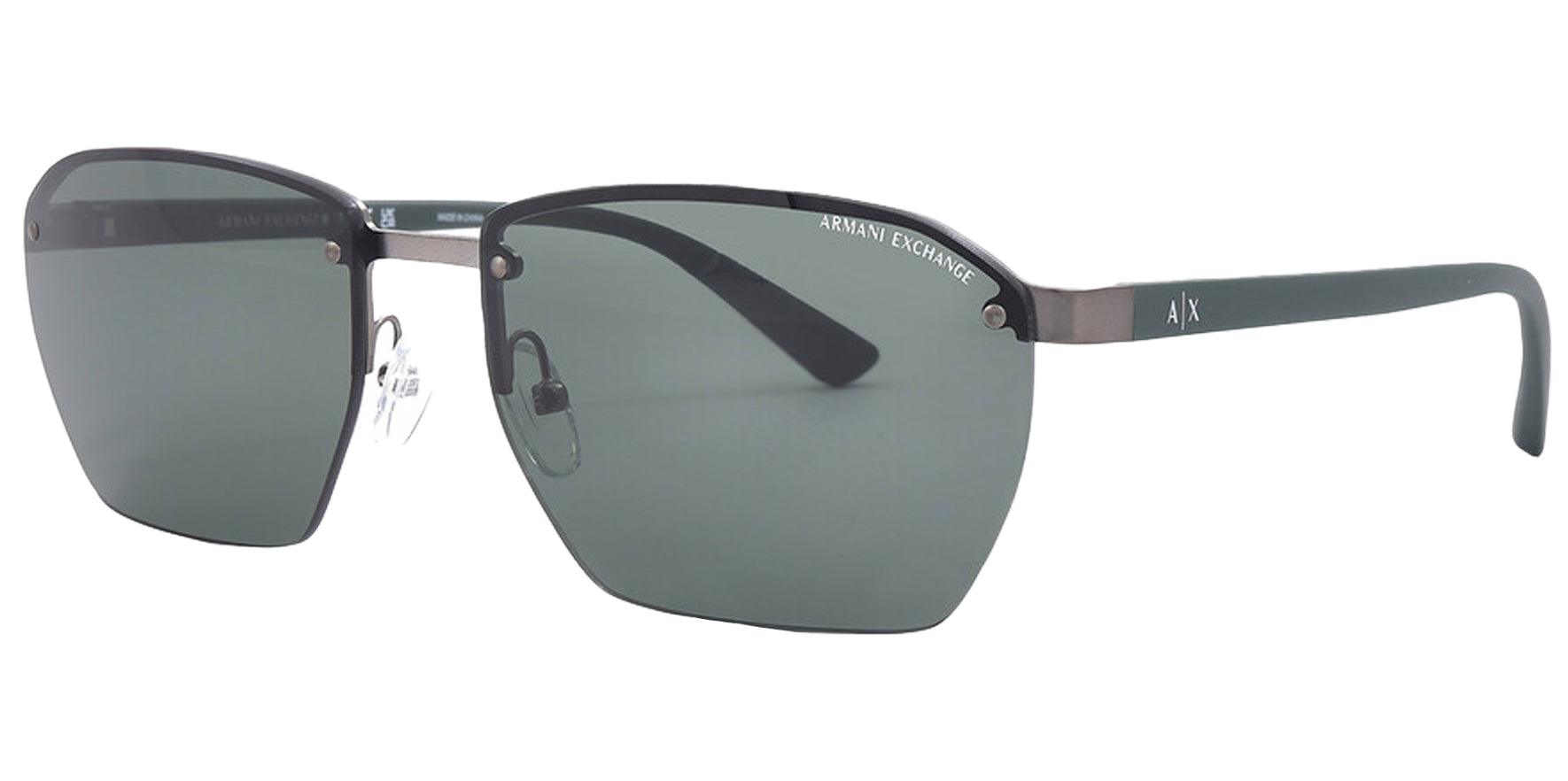 Armani Exchange Matte Gunmetal Rimless Geometric Square