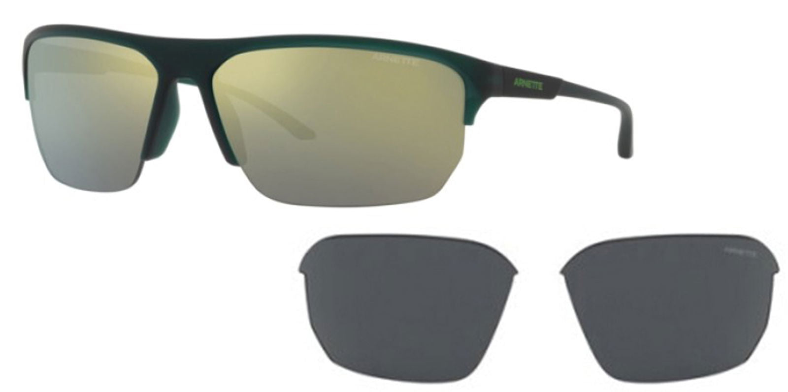 Arnette Dean II Matte Green Semi-Rimless Wrap w/ Bonus Lens - - Eyedictive