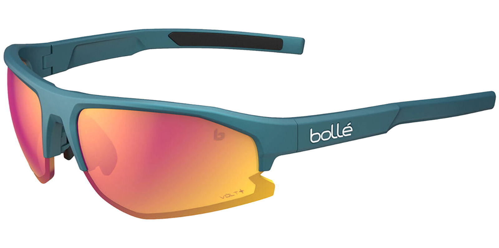 Bolle Bolt 2.0 Polarized Volt+ Creator Teal Metallic Semi-Rimless Wrap - - Eyedictive