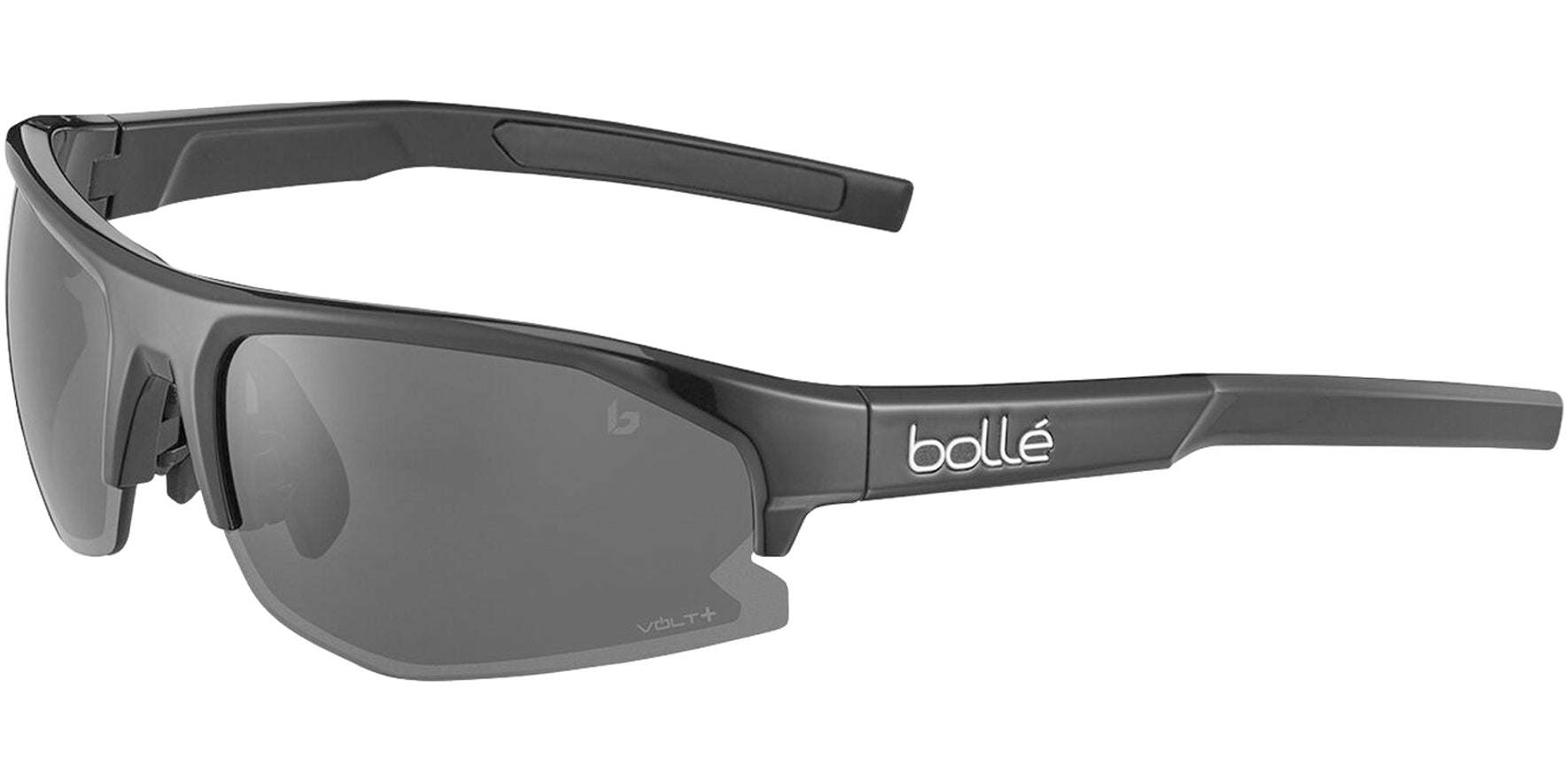 Bolle Bolt 2.0 S Black Shiny Semi-Rimless Wrap