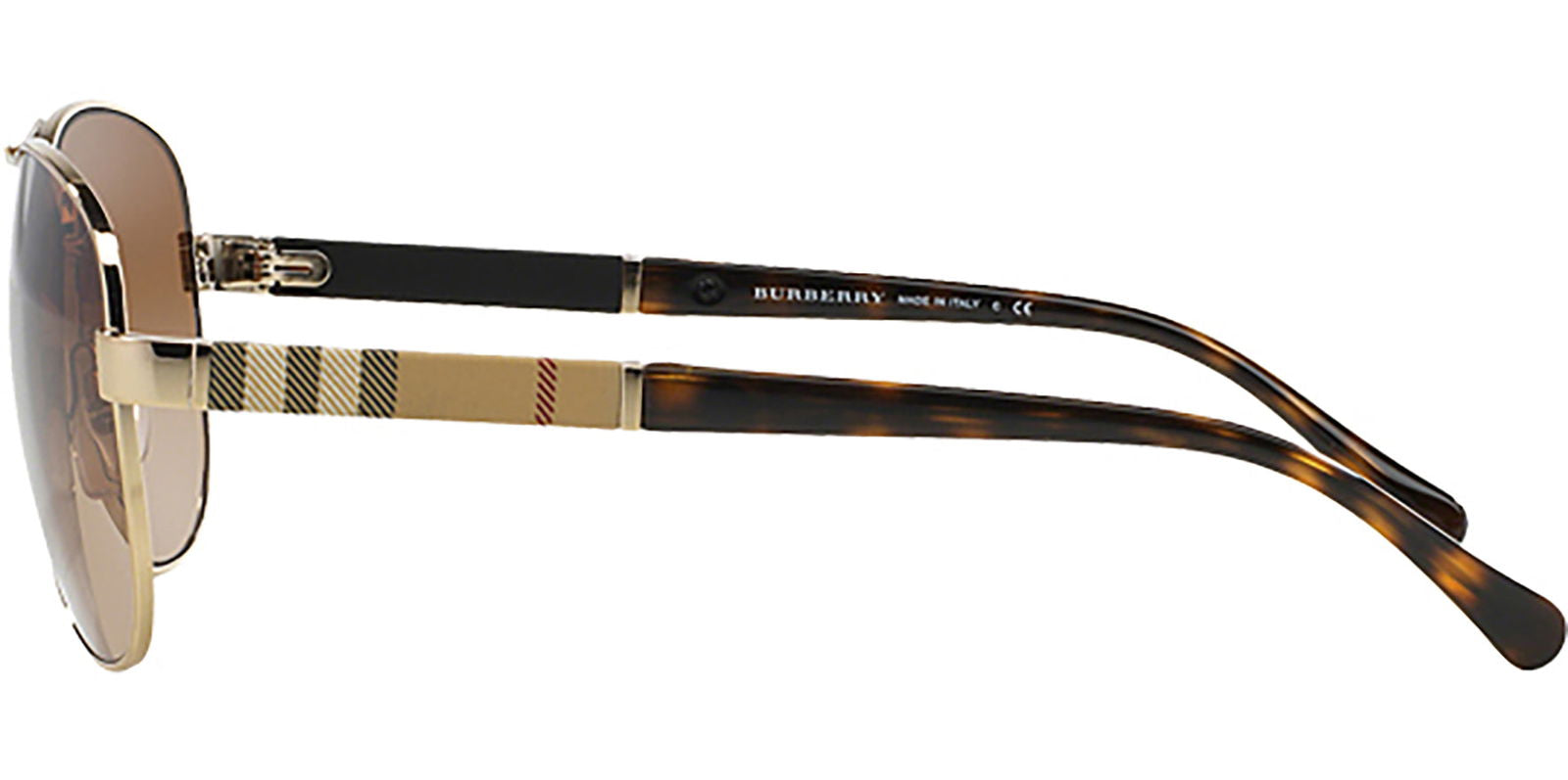 Burberry Light Gold-Tone/Tartan Pilot - - Eyedictive