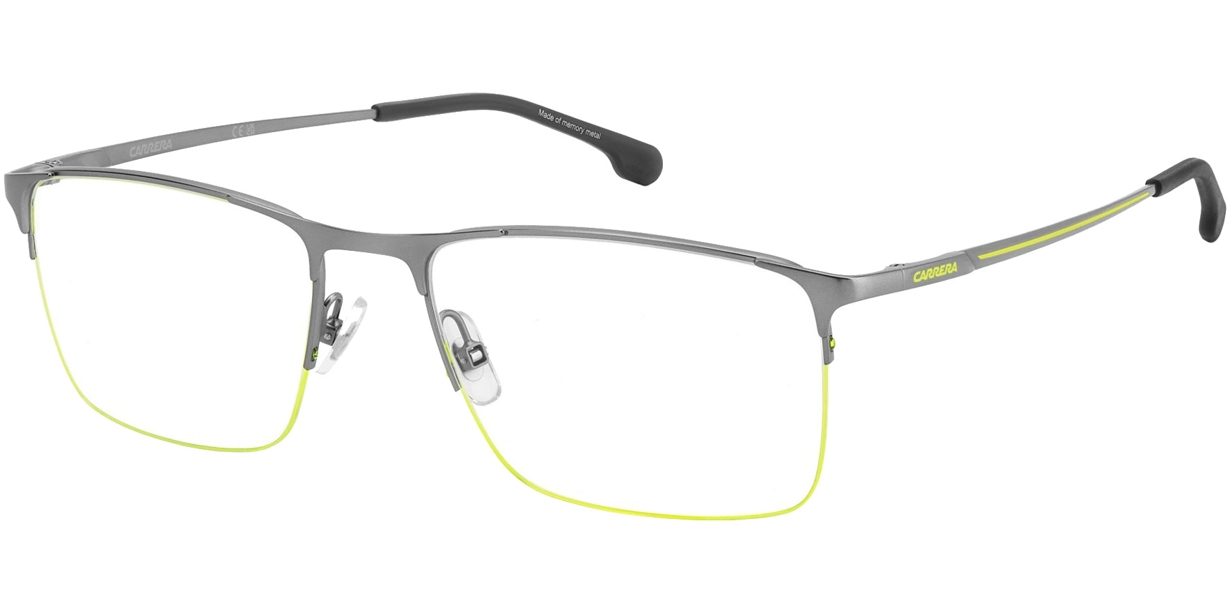 Carrera Ruthenium Yellow Half-Rim Rectangle Eyeglass Frame