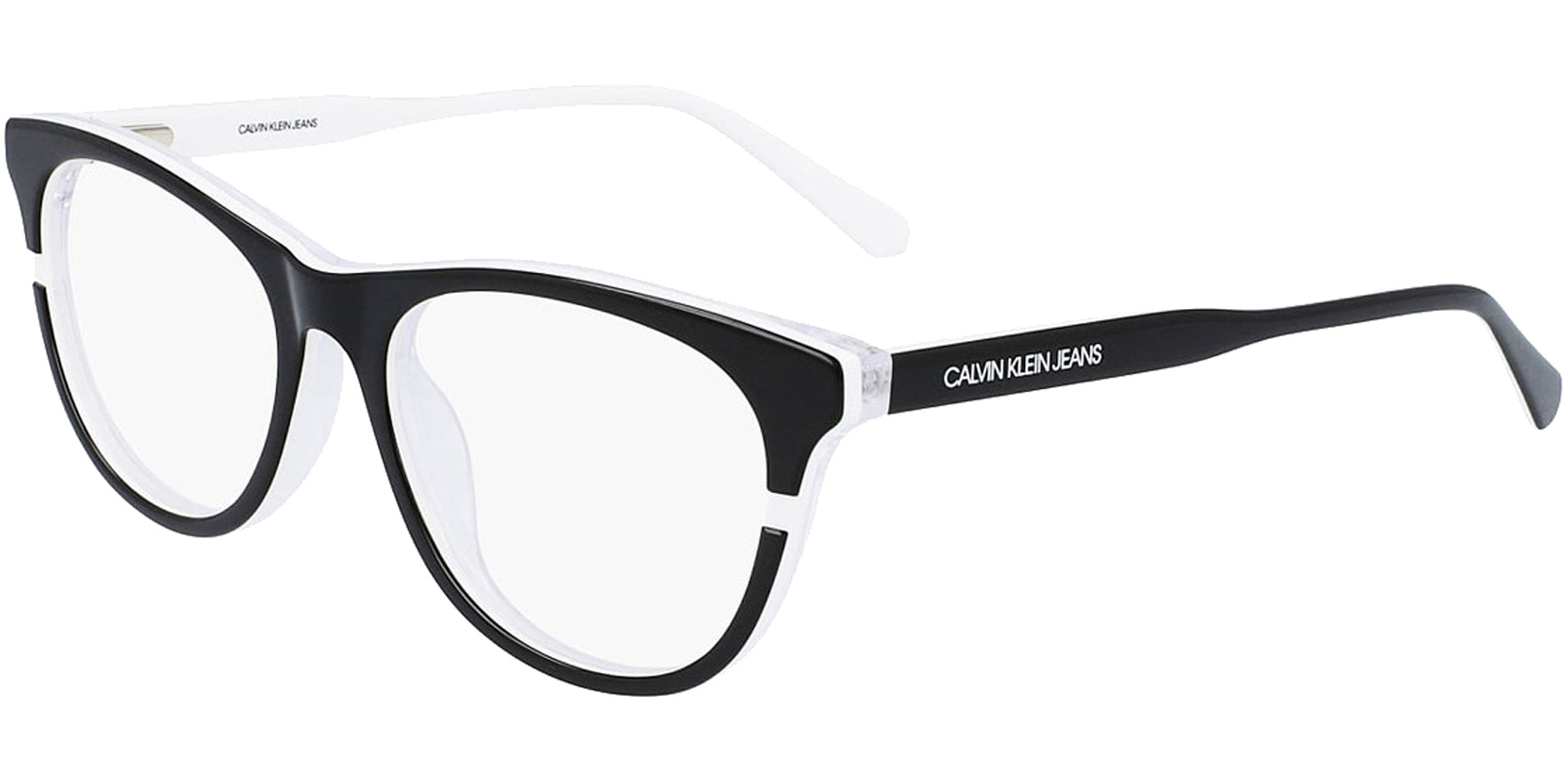 Calvin Klein Jeans Black/White Rounded Cat-Eye Eyeglass Frame