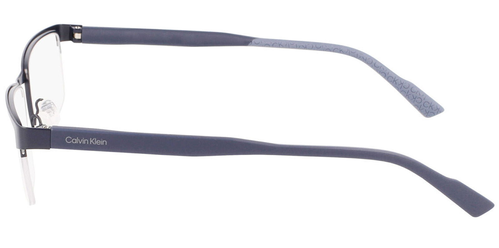 Calvin Klein Blue Rectangular Semi-Rimless Eyeglass Frame - - Eyedictive