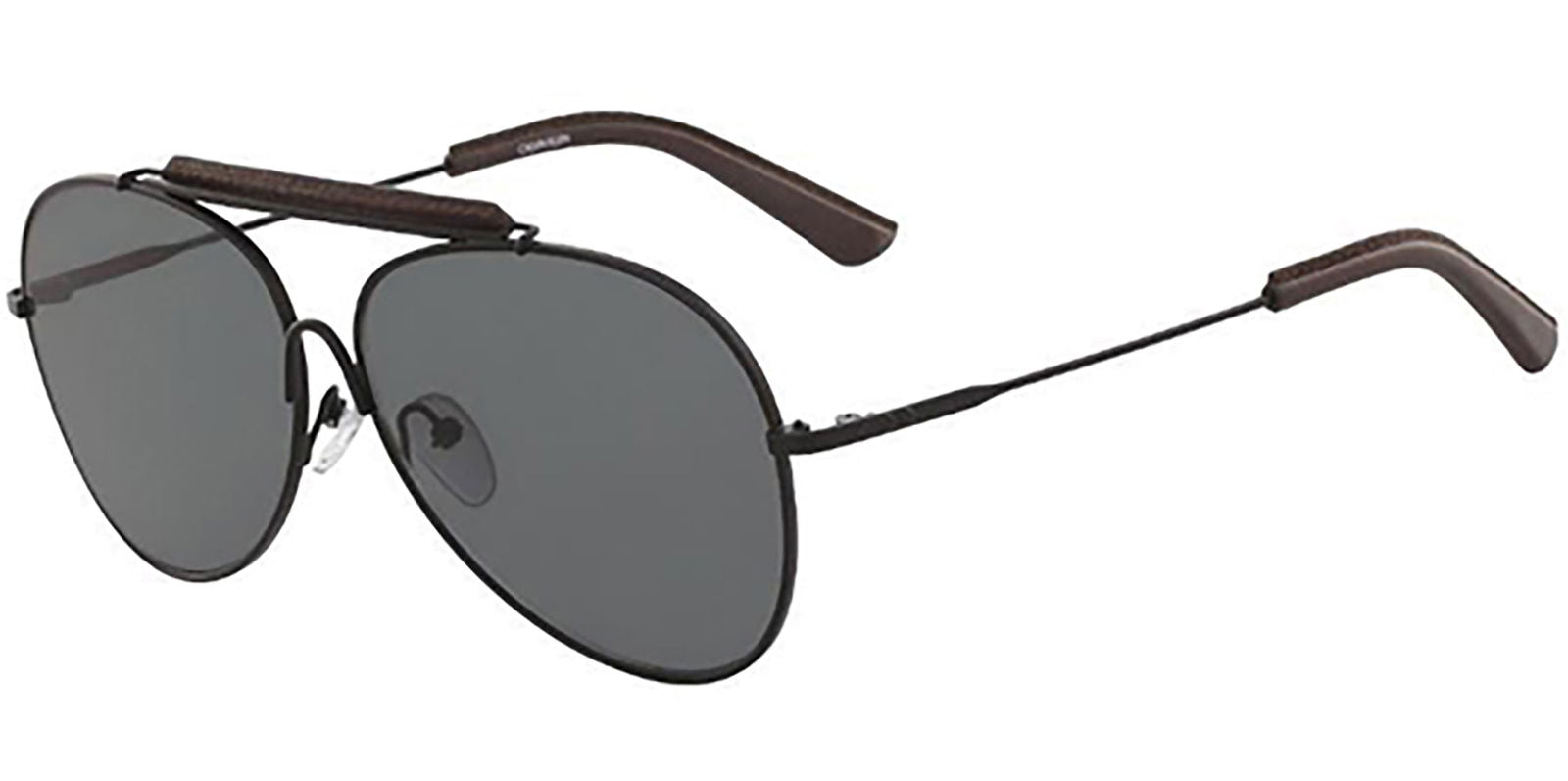 Calvin Klein Matte Black Browline Aviator - - Eyedictive