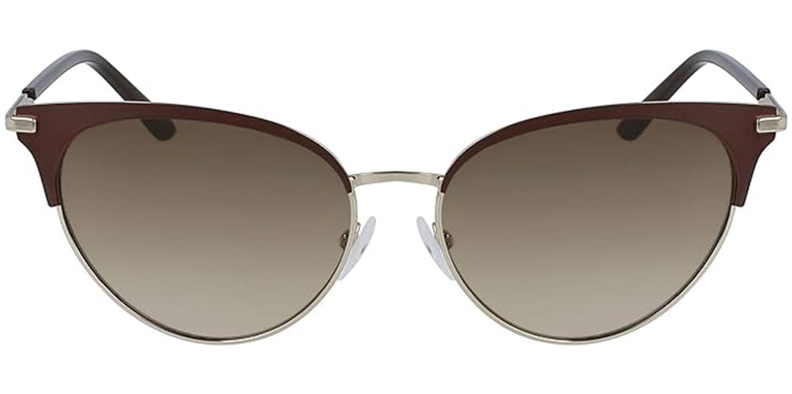 Calvin Klein Satin Brown/Gold-Tone Metal Cat-Eye - - Eyedictive