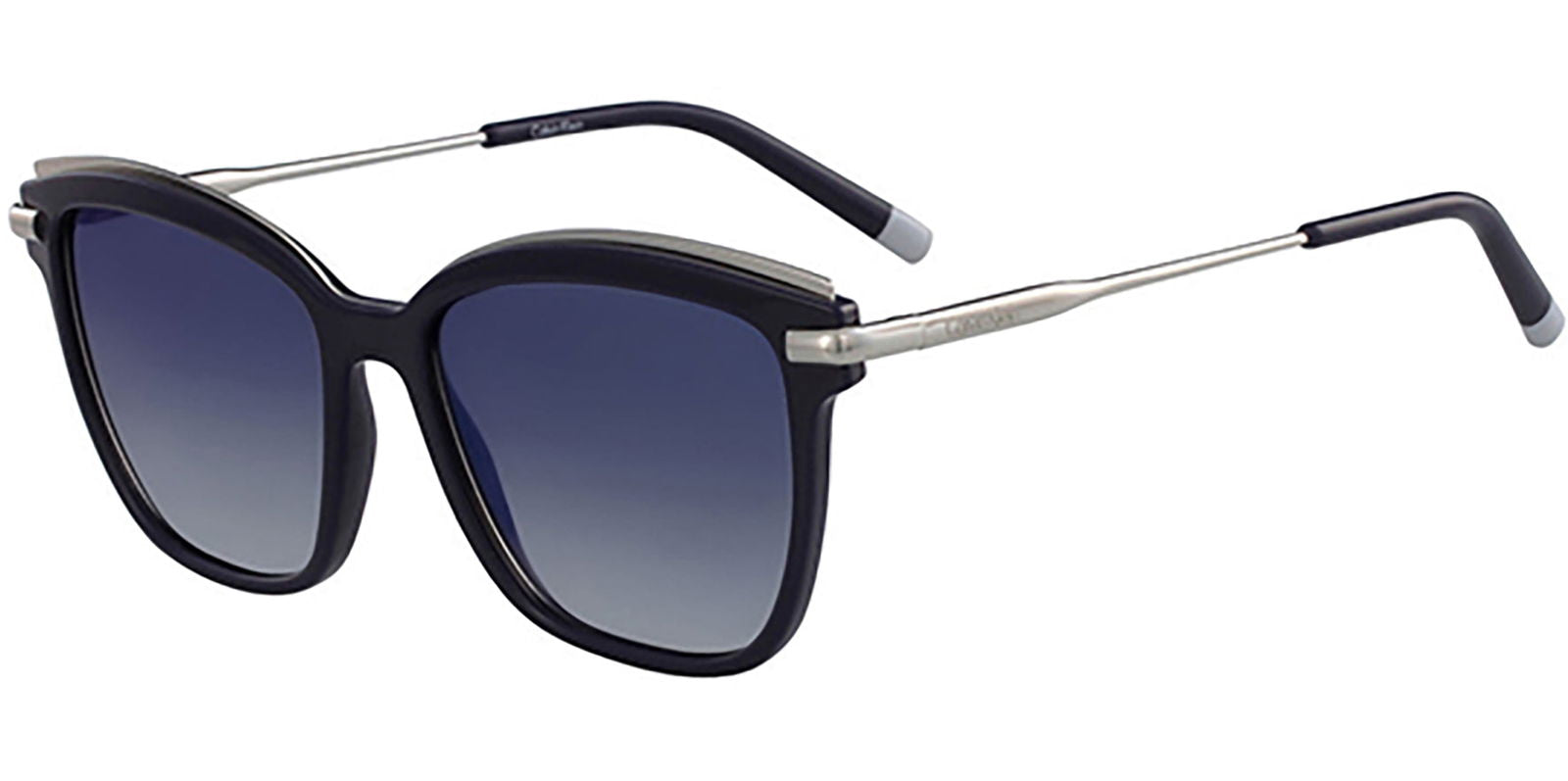 Calvin Klein Silver-Tone Blue Cat Eye - - Eyedictive