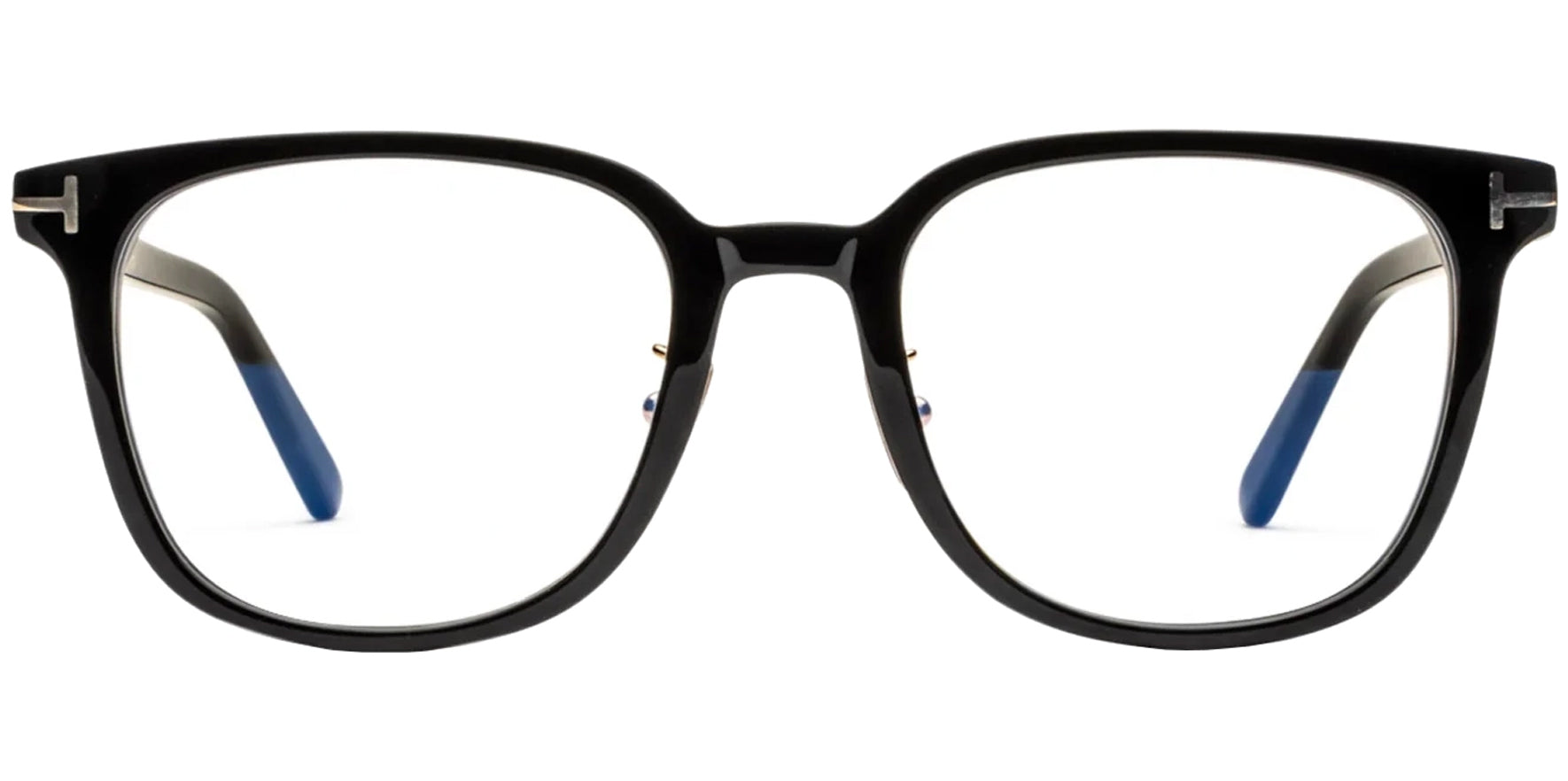 Tom Ford Shiny Black Blue Block Square Eyeglasses - Eyedictive