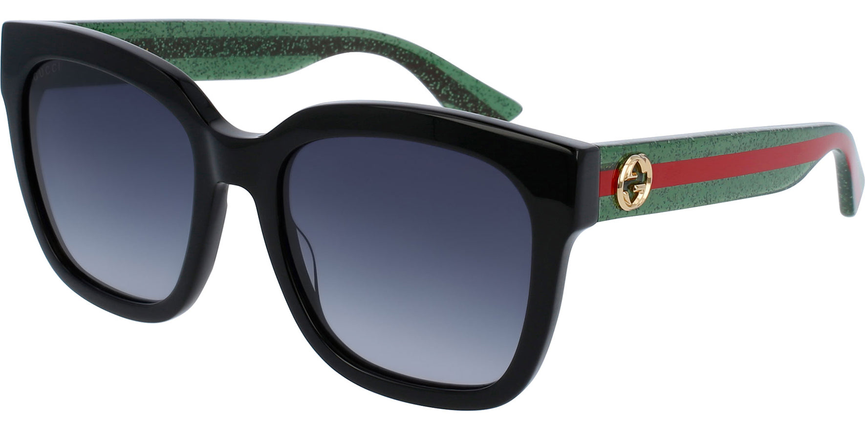 Gucci Chunky Square Sunglasses w/ Glitter Temples