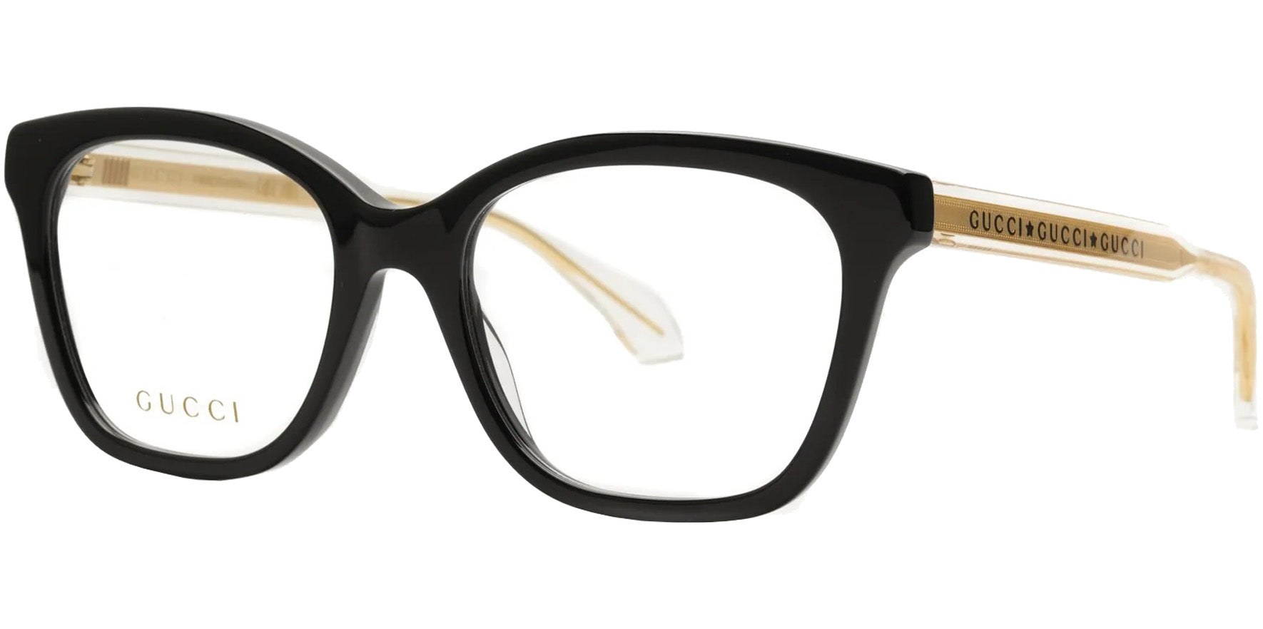 Gucci Soft Square Eyeglasses w/ Transparent Temples