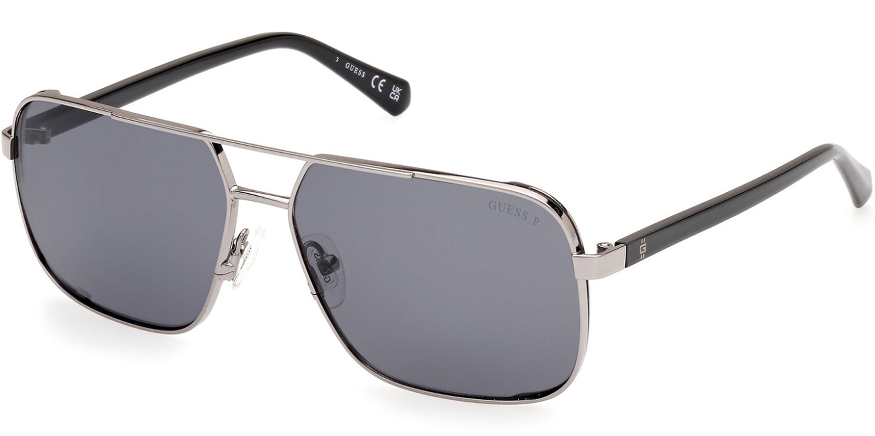 Guess Polarized Slim Gunmetal Navigator Sunglasses