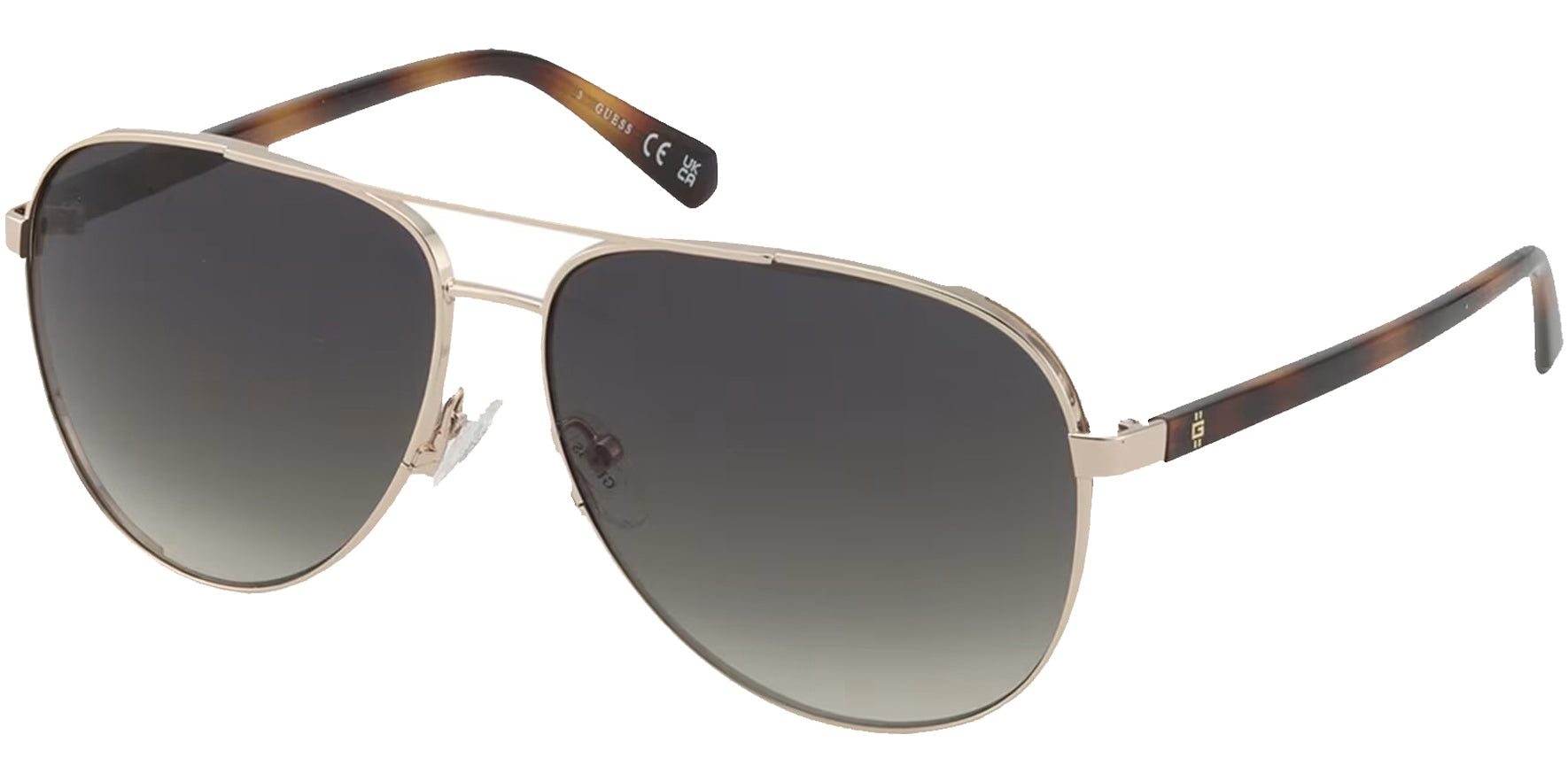 Guess Shiny Pale Gold-Tone Aviator w/ Gradient Lens