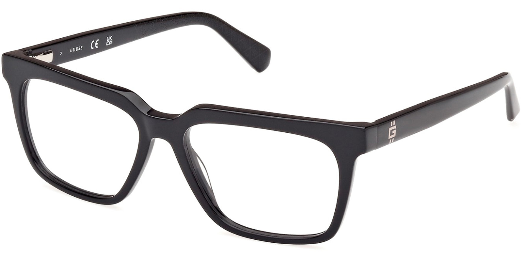 Guess Square Shiny Black Square Eyeglass Frames w/ Spring/Flex Hinges