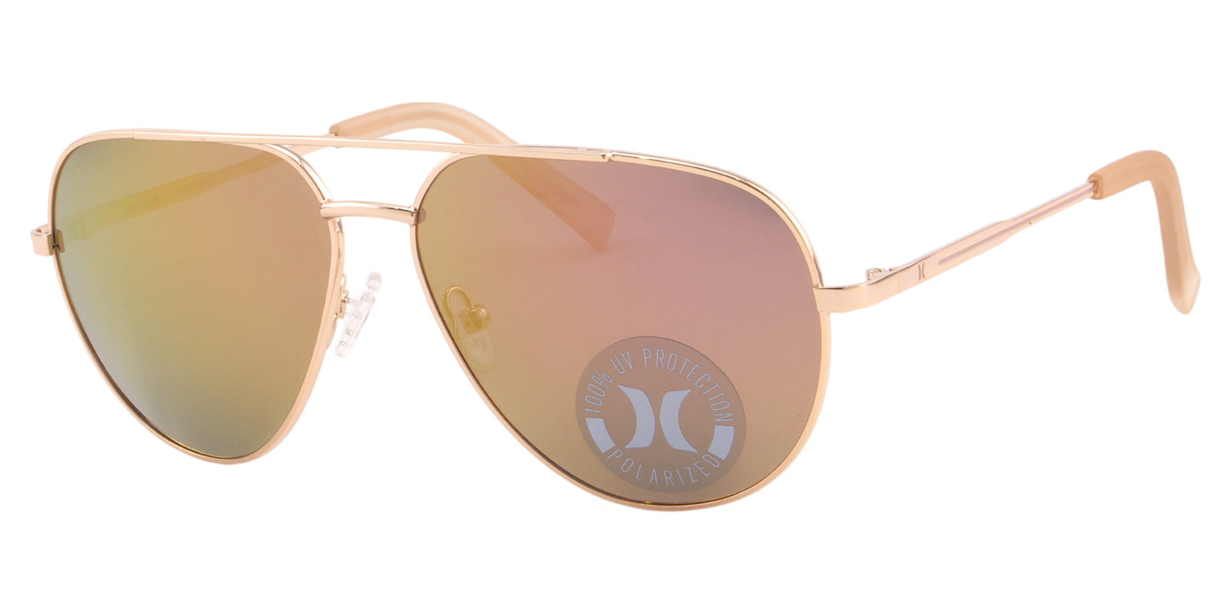 Hurley Polarized Classic Aviator Sunglasses w/ Slim Temples