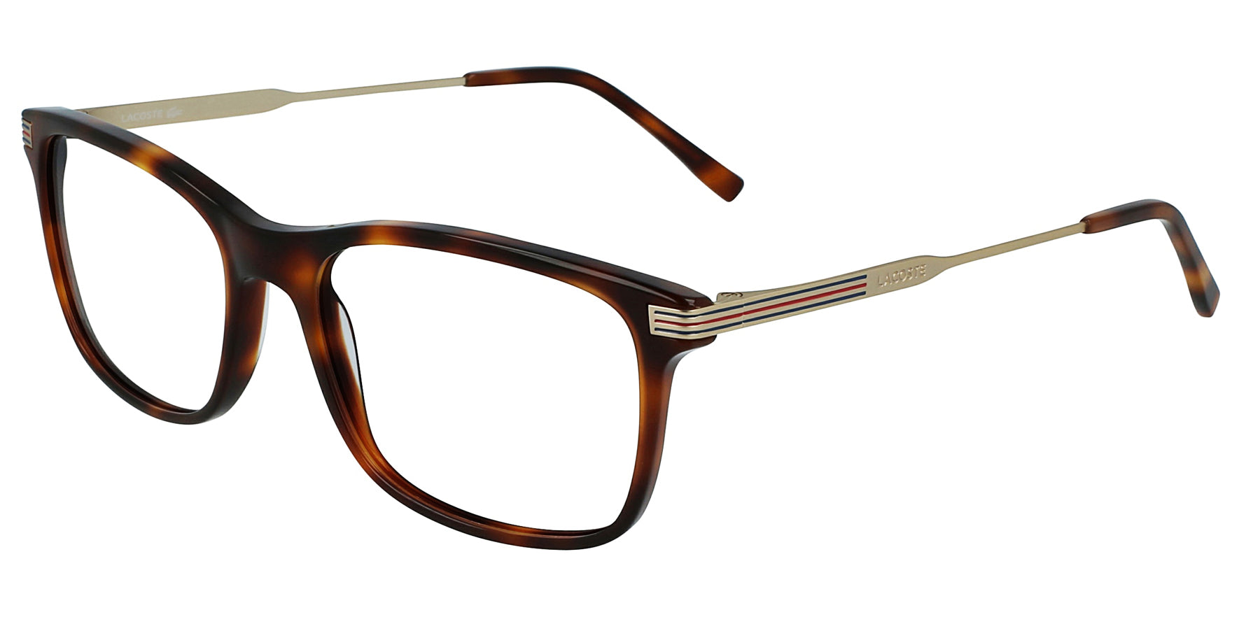 Lacoste Havana Rectangular Eyeglass Frames - Eyedictive