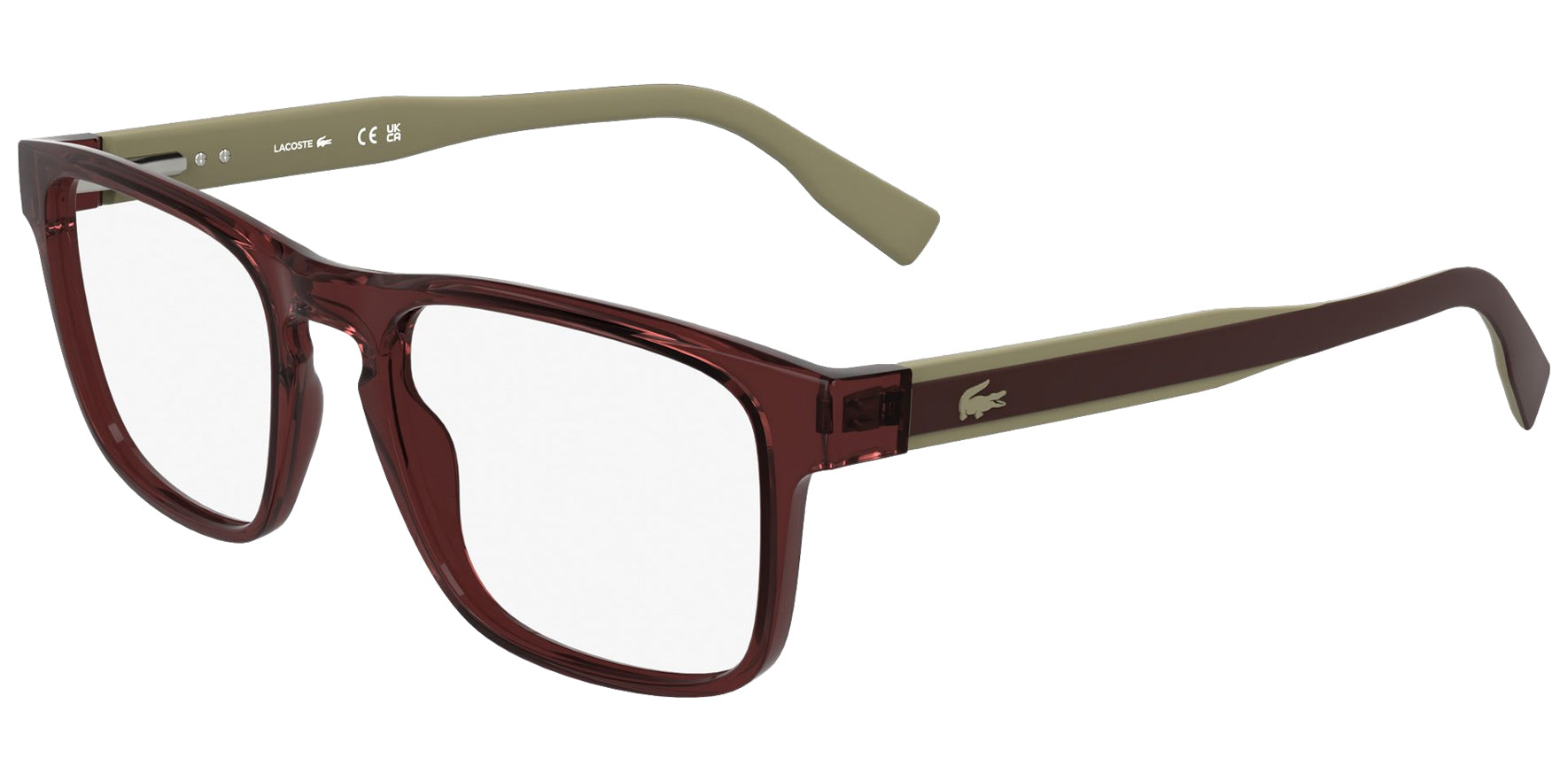 Lacoste Transparent Rectangle Eyeglass Frames w/ Spring Flex Temples
