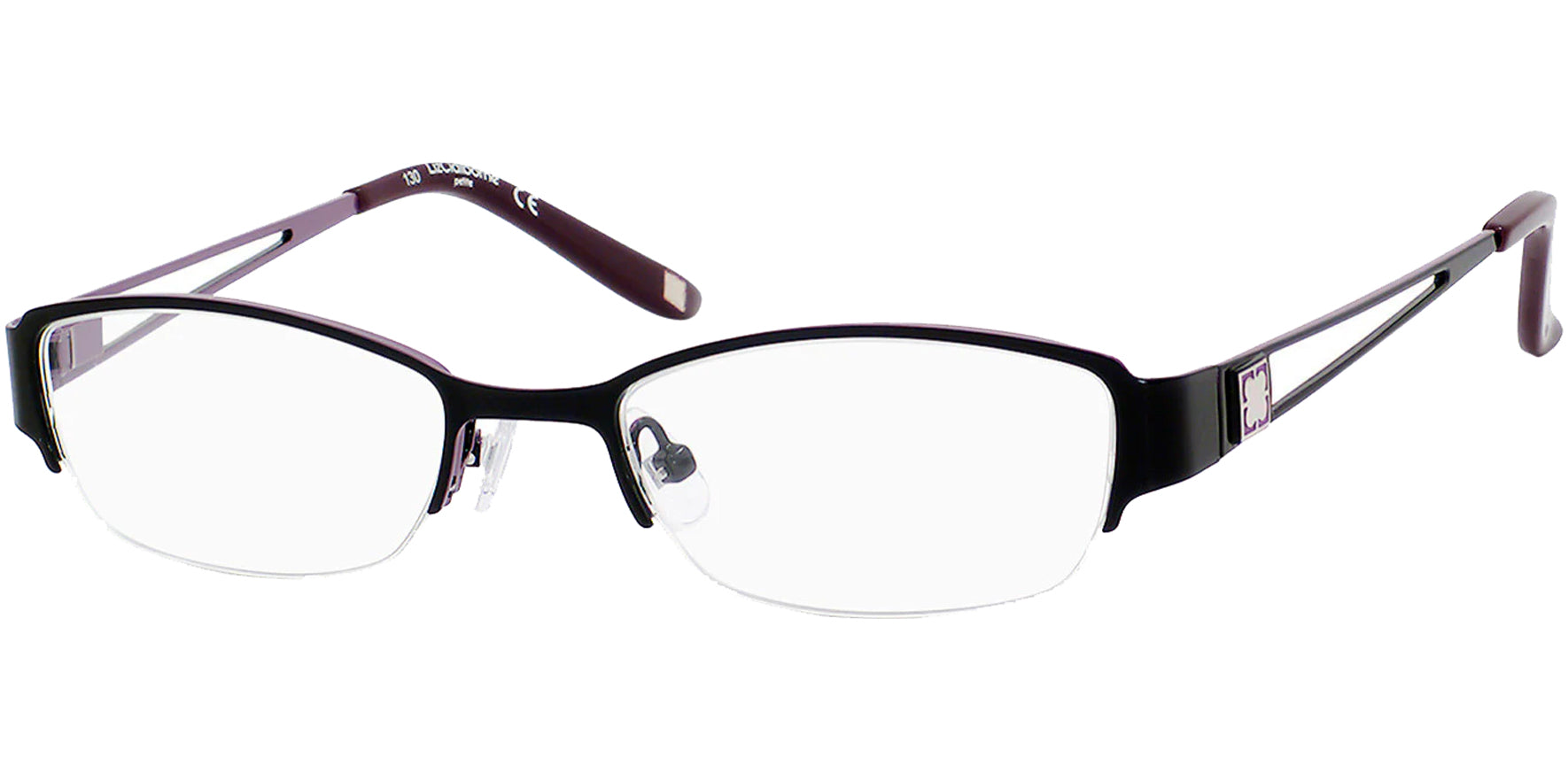 Liz Claiborne Black Rectangular Semi-Rimless Eyeglass Frames - Eyedictive