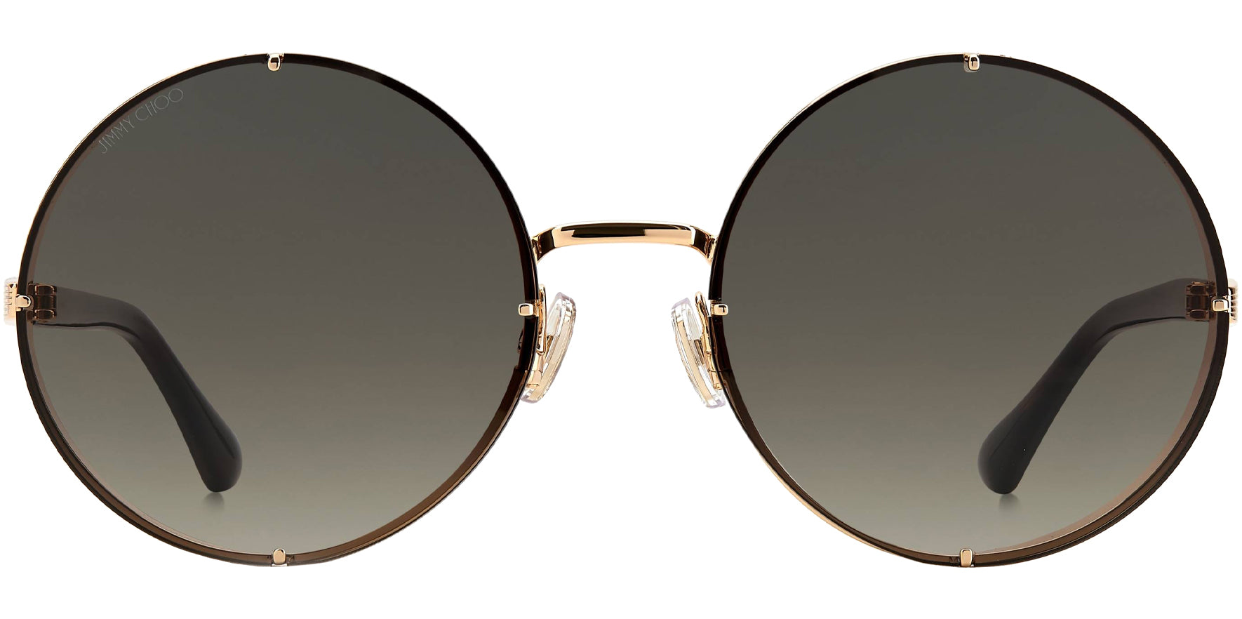 Jimmy Choo Women's Lilo Gold-Tone/Havana Round w/ Side Shield - Eyedictive
