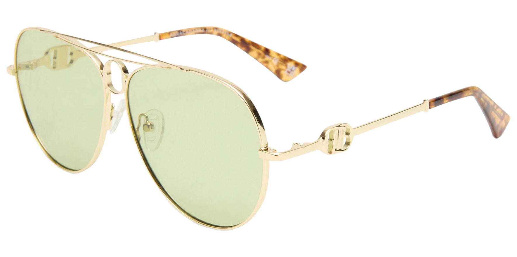 Le Specs Abracadabra Gold-Tone Aviator w/ Tortoise Tips