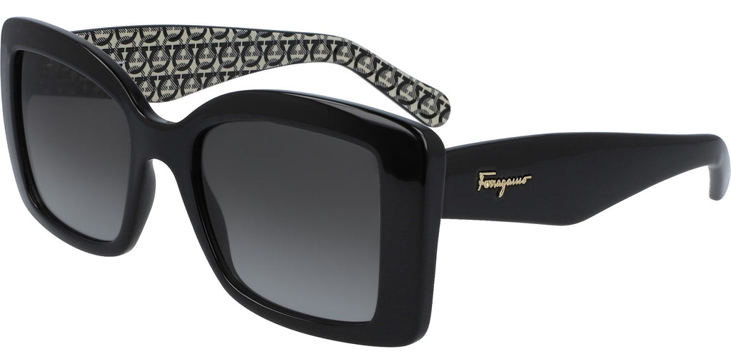 Salvatore Ferragamo Black Oversized Square Sunglasses with Silver Accents Amazon.com: Salvatore Ferragamo Sunglasses Square Full Rim  main image 3