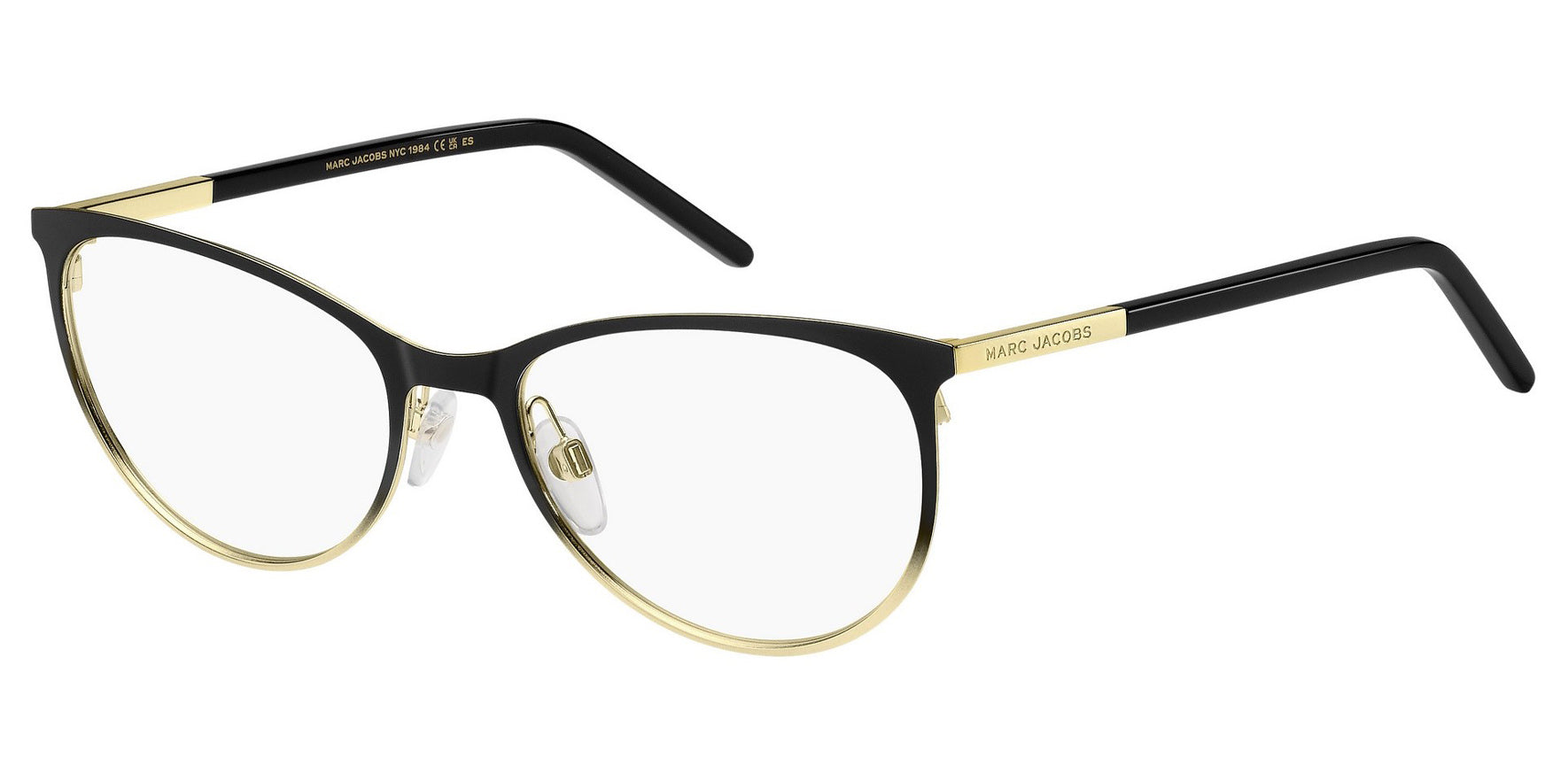 Marc Jacobs Black Gold-Tone Rounded Cat Eye w/ Slim Temples