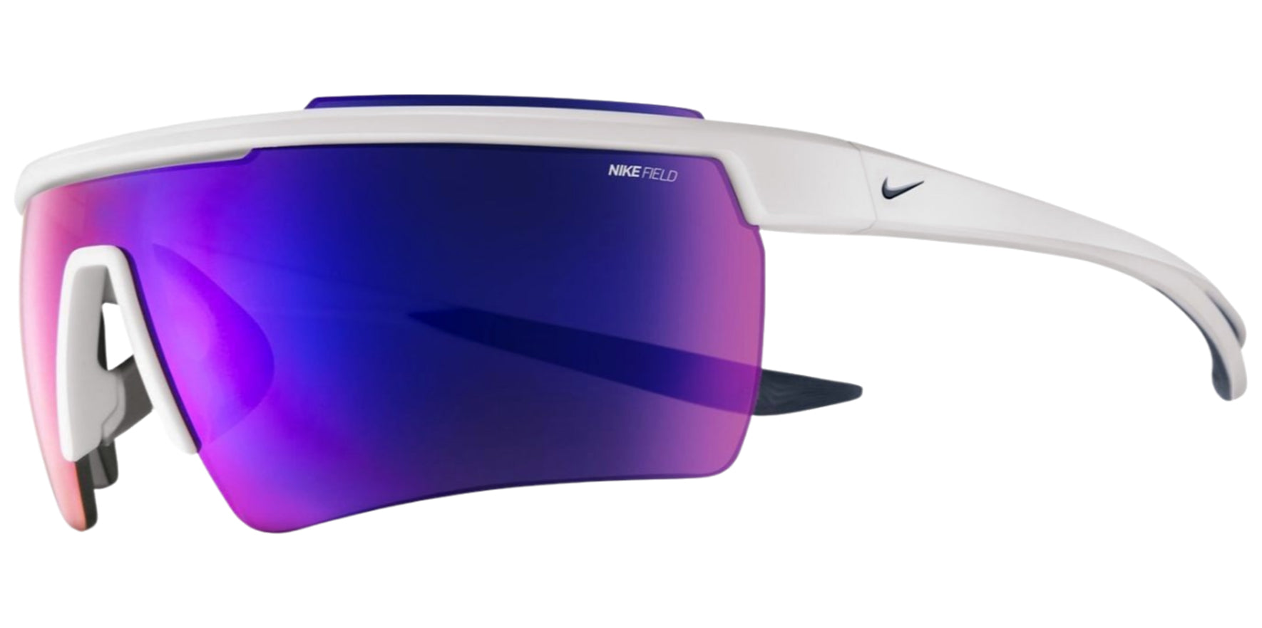 Nike Windshield Elite 20 Rectangular Half-Rim Wrap w/ Field Tint Mirrored Shield Lens - Eyedictive