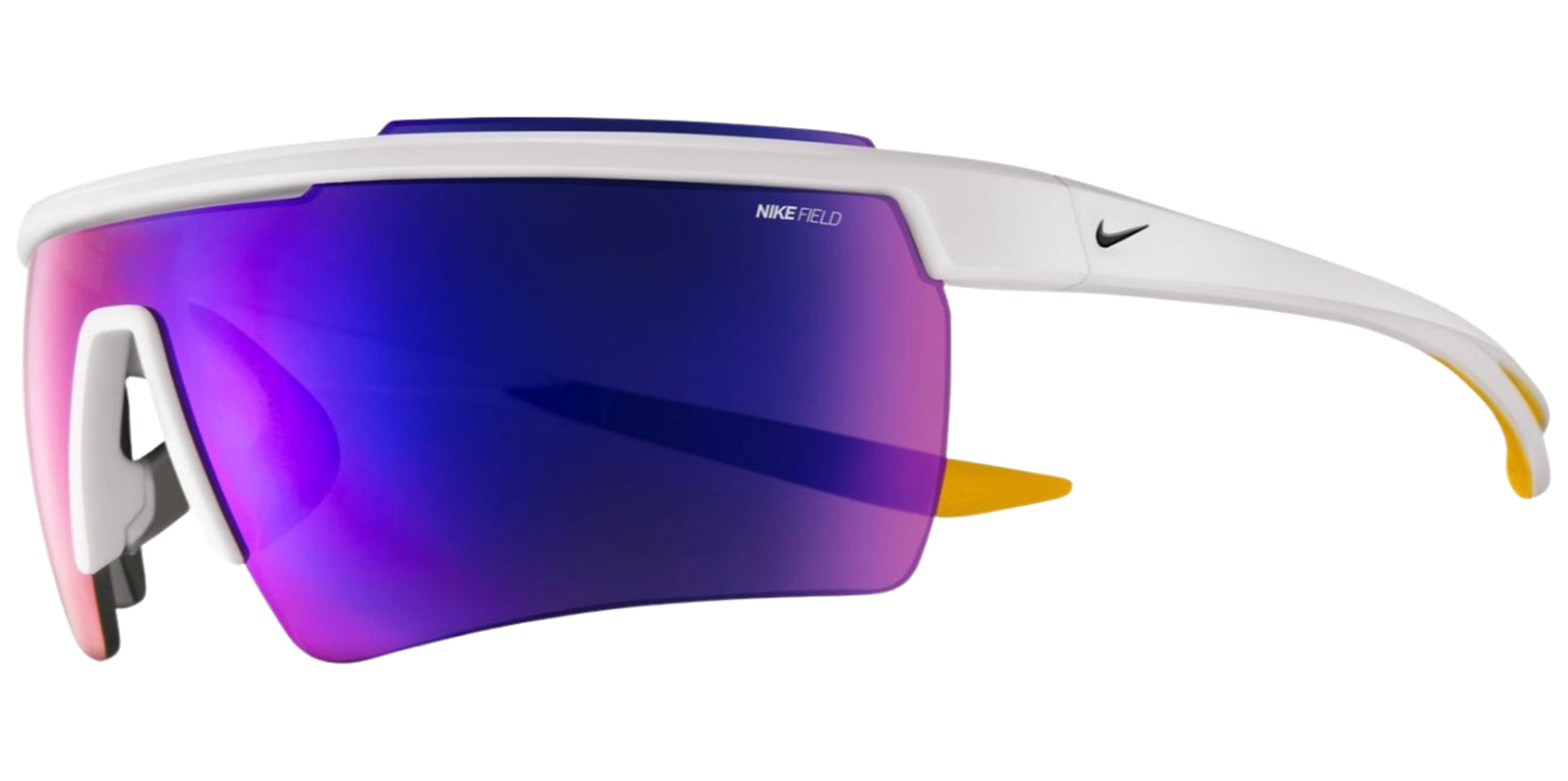 Nike Windshield Elite 20 Rectangular Half-Rim Wrap w/ Field Tint Mirrored Shield Lens - Eyedictive