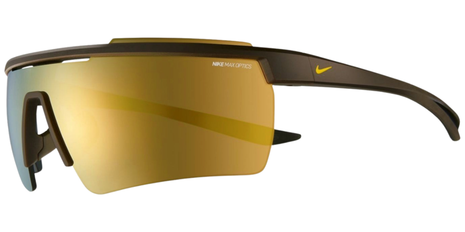 Nike Windshield Elite 20 Rectangular Half-Rim Wrap w/ Max Optics Mirrored Shield Lens - Eyedictive