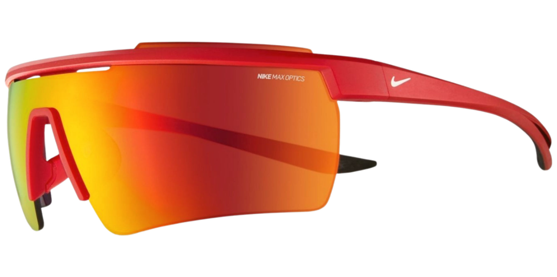 Nike Windshield Elite 20 Rectangular Half-Rim Wrap w/ Max Optics Mirrored Shield Lens - Eyedictive