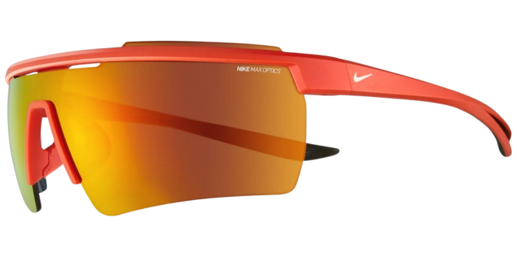 Nike Windshield Elite 20 Rectangular Half-Rim Wrap w/ Max Optics Mirrored Shield Lens - Eyedictive