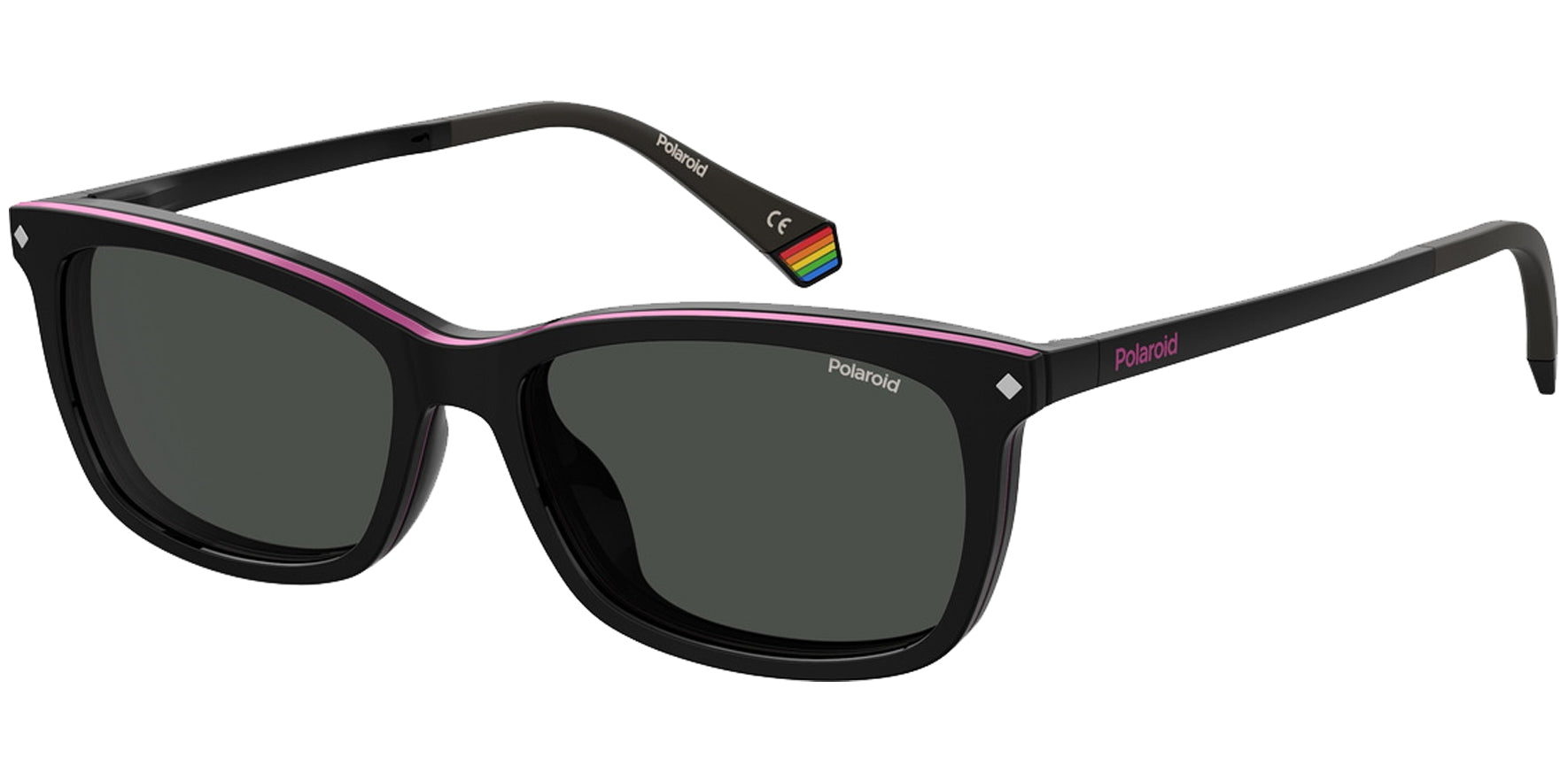 Polaroid Rectangle Eyeglass Frames w/ Polarized Clip-on Lens - Eyedictive