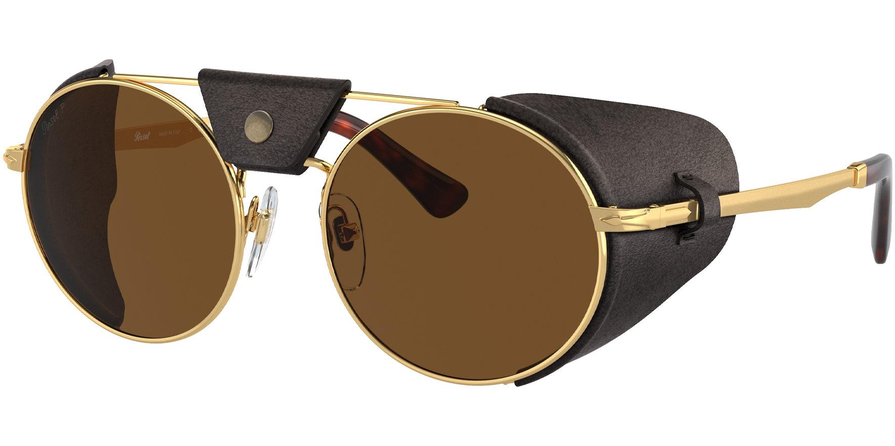 Persol Protector Polarized Round Aviator Gold-Tone w/ Glass Lens