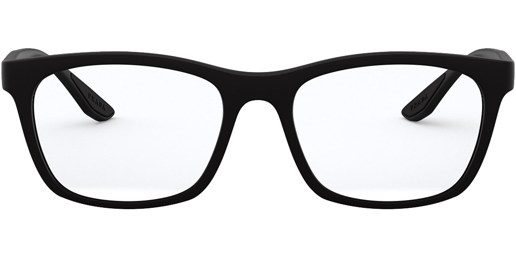 Prada Linea Rossa Black Rubber Soft Square Eyeglass Frames - Eyedictive