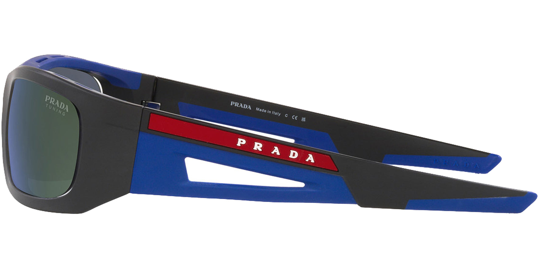 Prada Linea Rossa Matte Black/Blue Rectangle - Eyedictive