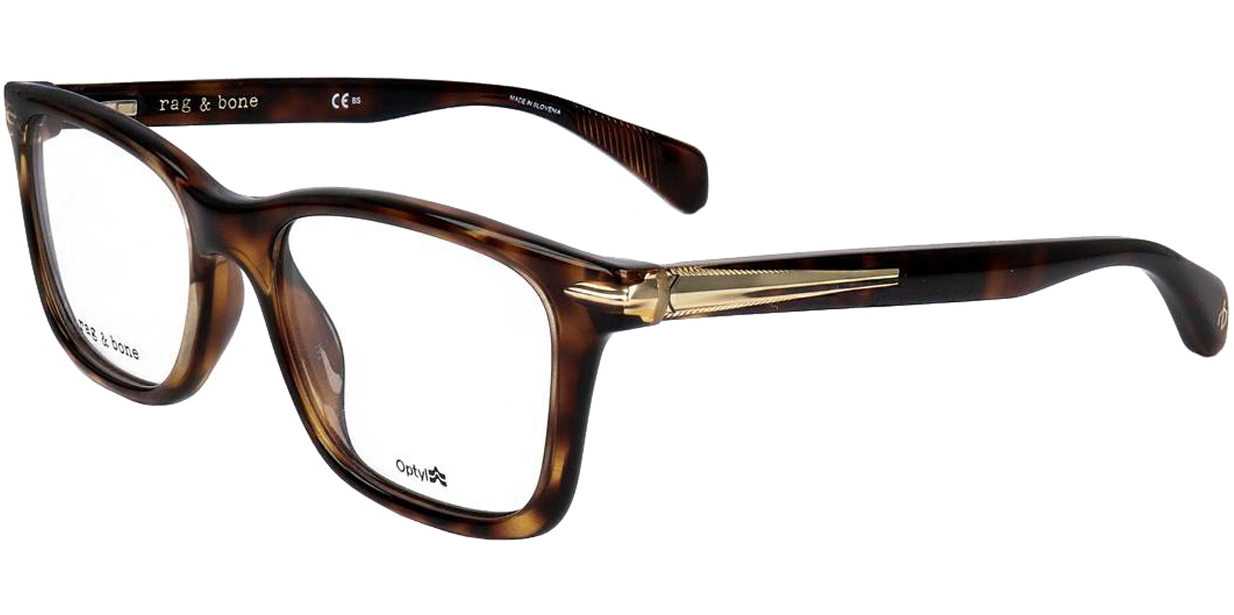 Rag & Bone Havana Square Eyeglass Frame w/ Spring Hinges
