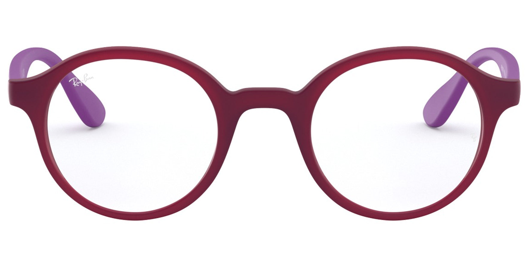 Ray-Ban Junior Matte Transparent Fuxia Round Eyeglass Frames - Eyedictive