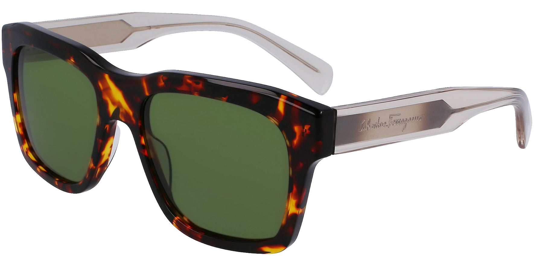 Ferragamo Oversized Square w/ Transparent Temples