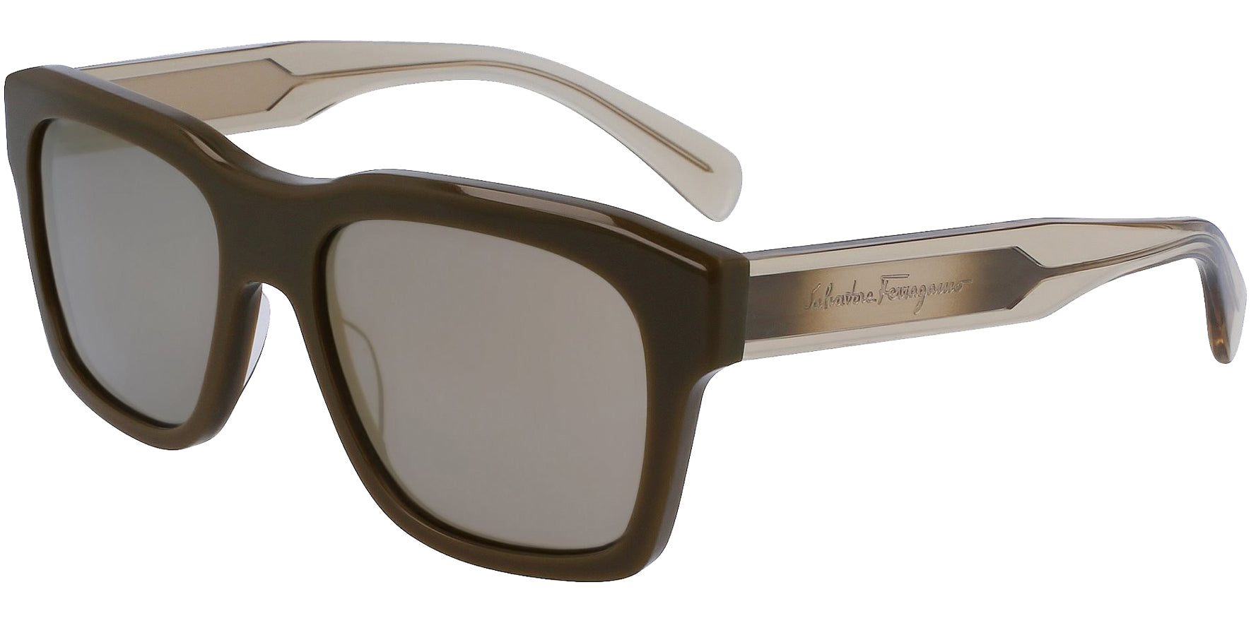 Ferragamo Oversized Square w/ Transparent Temples