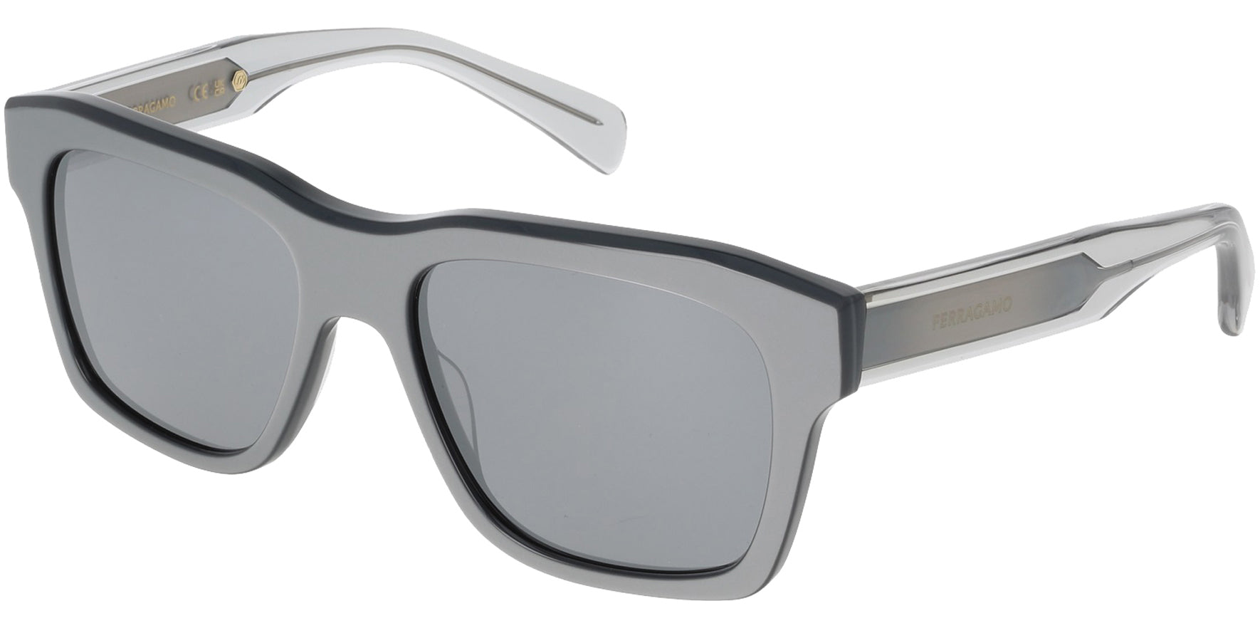 Ferragamo Chunky Oversized Retro Square w/ Mirror Lens