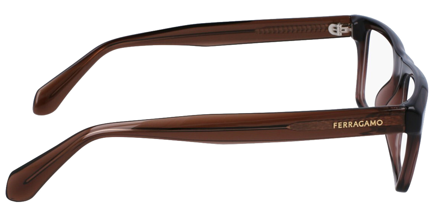 Ferragamo Transparent Brown Rectangular Eyeglass Frames
