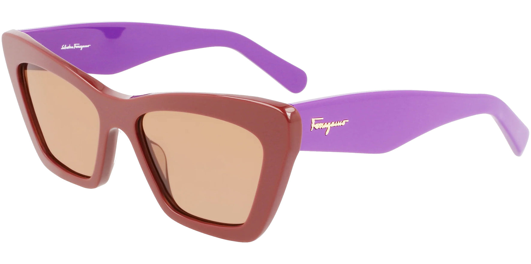 Ferragamo Dark Brown/ Violet Retro Cat-Eye