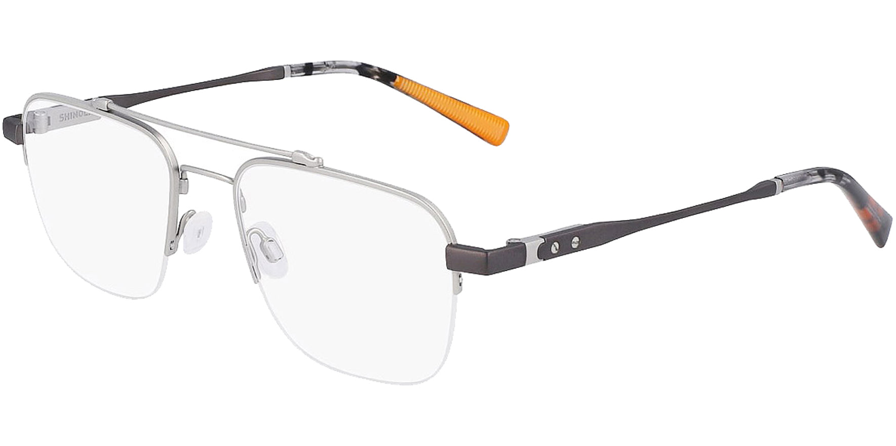 Shinola Flexon Half-Rim Titanium Navigator Eyeglass Frame