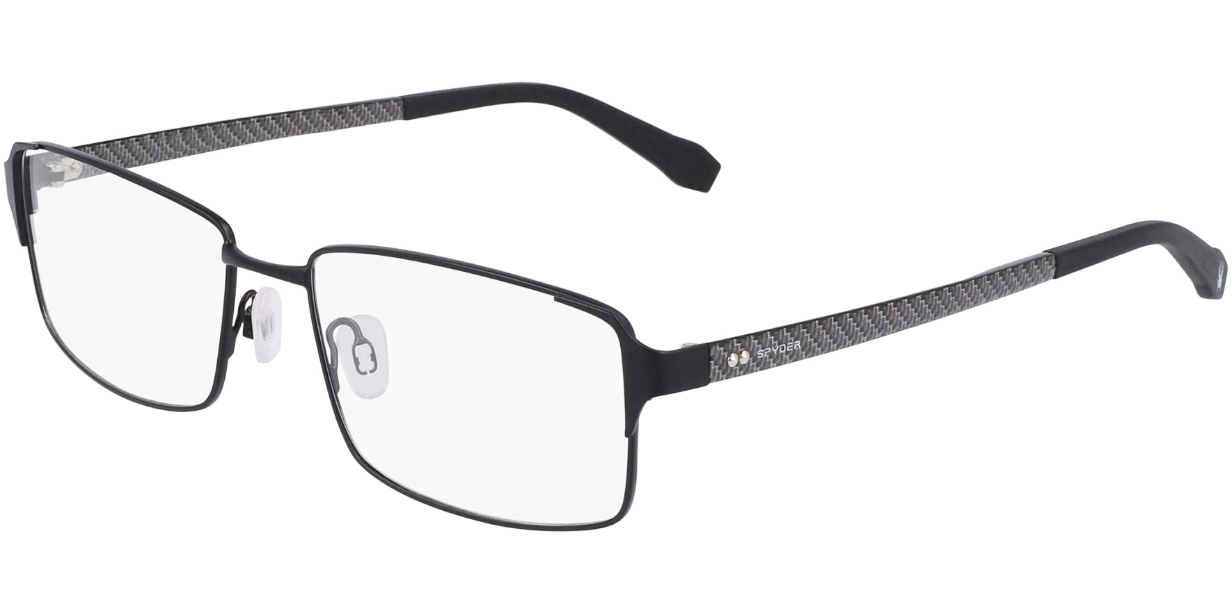 Spyder Diamond Black Rectangle Eyeglass Frames w/ Slim Temples