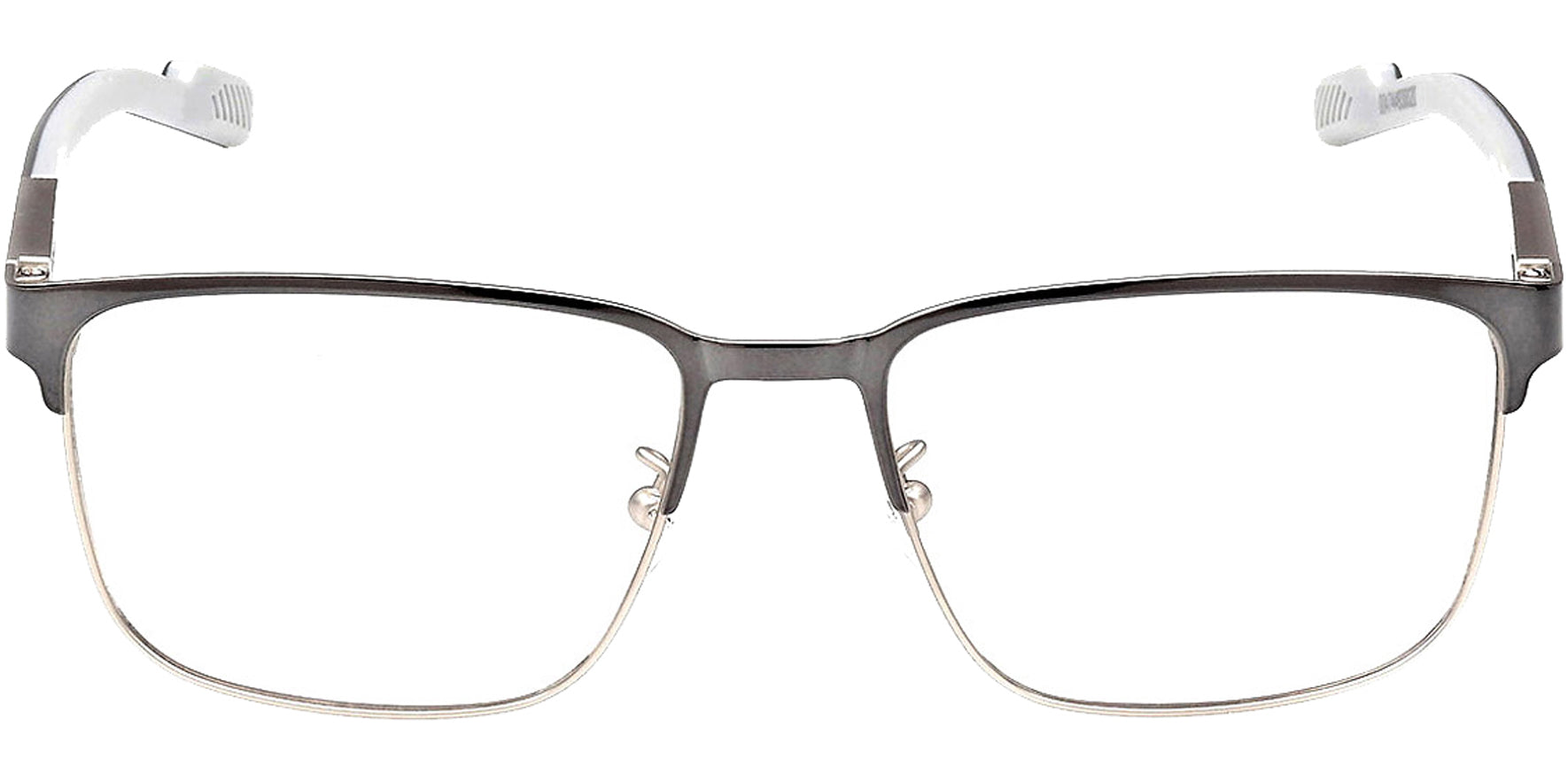 Adidas Shiny Gunmetal Browline Rectangle Eyeglass Frames w/ Spring Flex Hinges