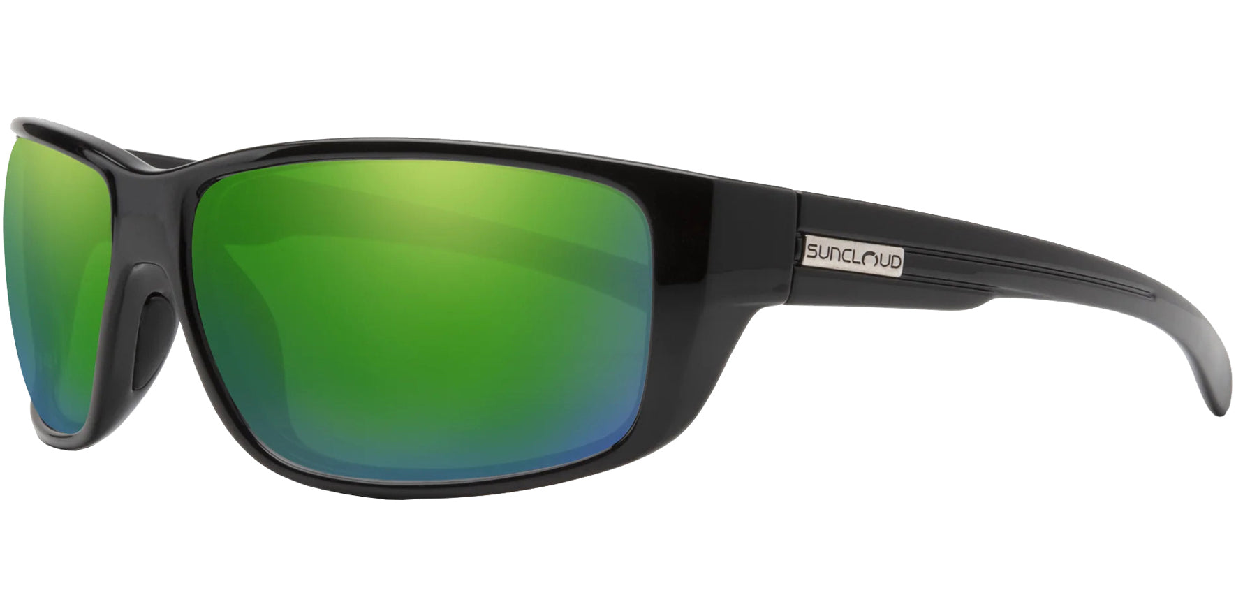 Suncloud Milestone Polarized Black Wrap Sunglasses w/ Mirror Lens